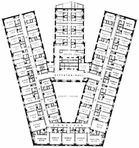 The Statler Hotel Typical Guest Floor Plan